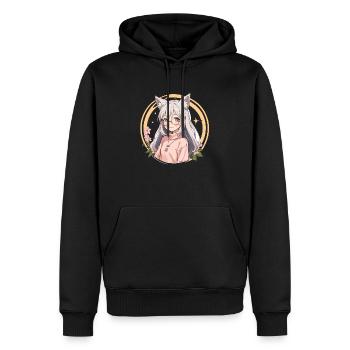 Fox Girl: Verzauberter Charme im Anime-Stil - Männer Premium Bio Hoodie - Schwarz - Vorne - Nico (187cm)