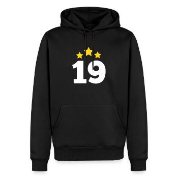 19 Jahre alter Stern - Geschenk zum 19. Jubiläum - Männer Premium Bio Hoodie - Schwarz - Vorne - Nico (187cm)