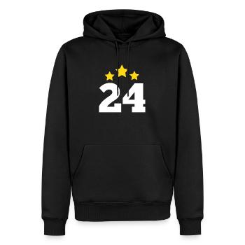 24 ans étoile - cadeau 24e anniversaire - Sweat à capuche Premium bio Homme - noir - Devant - Nico (187cm)