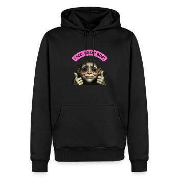 JE ME SENS BIEN - Sweat à capuche Premium bio Homme - noir - Devant - Nico (187cm)
