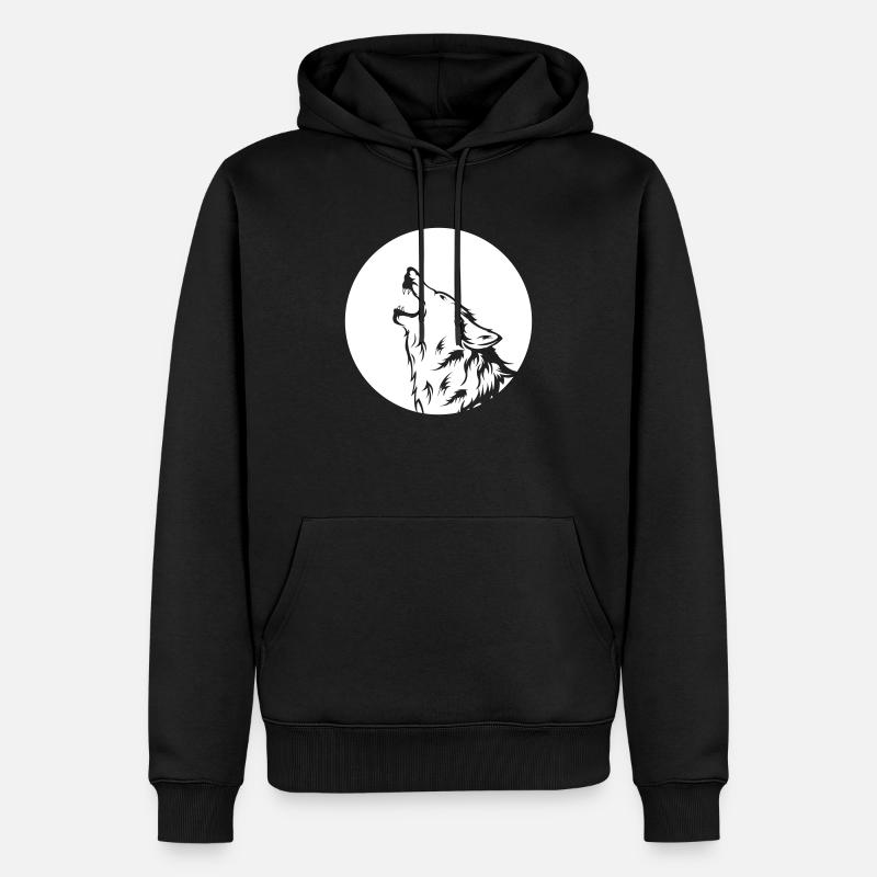 wolf - Männer Premium Bio Hoodie - Schwarz