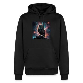 Mystische Eule der Erleuchtung - Männer Premium Bio Hoodie - Schwarz - Vorne - Nico (187cm)