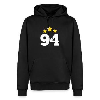94 Jahre Stern - Geschenk zum 94. Jubiläum - Männer Premium Bio Hoodie - Schwarz - Vorne - Nico (187cm)