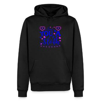 xoxo love you amore Blumen Frauen Valentinstag 14 - Männer Premium Bio Hoodie - Schwarz - Vorne - Nico (187cm)