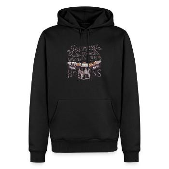 Reise mit Freunden adevnture Reisezitatentext - Männer Premium Bio Hoodie - Schwarz - Vorne - Nico (187cm)
