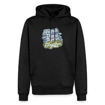 Friends Together adevnture citation de voyage texte art - Sweat à capuche Premium bio Homme - noir - Devant - Nico (187cm)