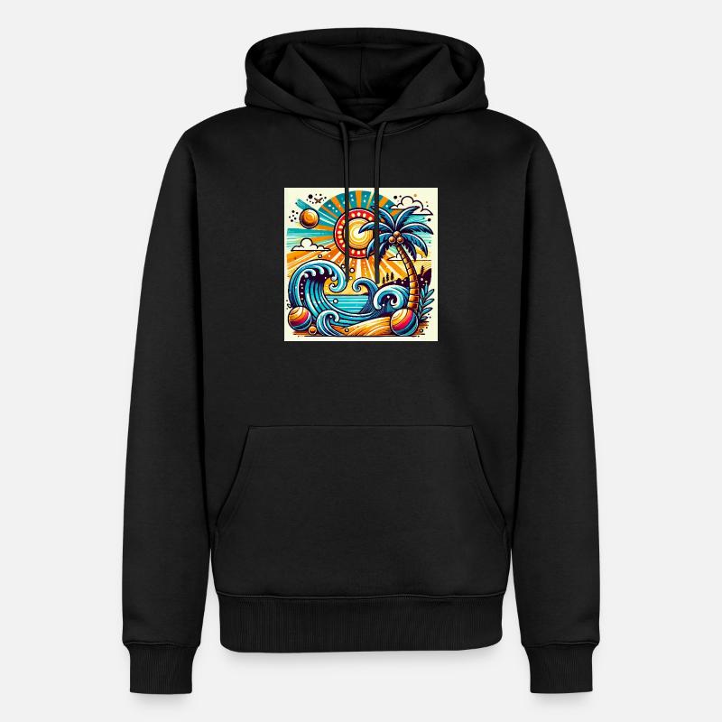 Coucher de soleil tropical - Sweat à capuche Premium bio Homme - noir