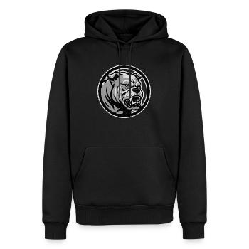Bouledogue en colère - Sweat à capuche Premium bio Homme - noir - Devant - Nico (187cm)