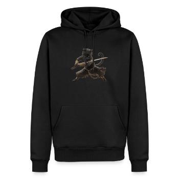 Chat ninja, Chemise d’amoureux des chats, Sacs personnalisés, Débardeur - Sweat à capuche Premium bio Homme - noir - Devant - Nico (187cm)