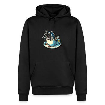 Le poisson café - Sweat à capuche Premium bio Homme - noir - Devant - Nico (187cm)