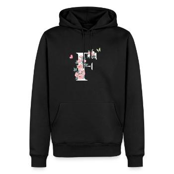 Buchstabe f rosa Blumen - Männer Premium Bio Hoodie - Schwarz - Vorne - Nico (187cm)