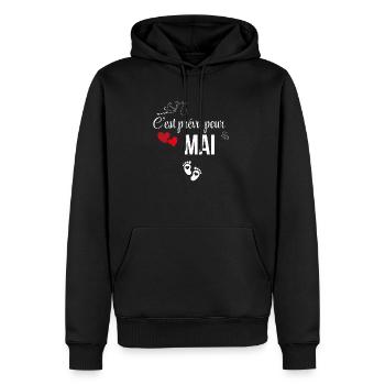 Es ist für Mai geplant - Ankündigung der Schwangerschaft - Männer Premium Bio Hoodie - Schwarz - Vorne - Nico (187cm)