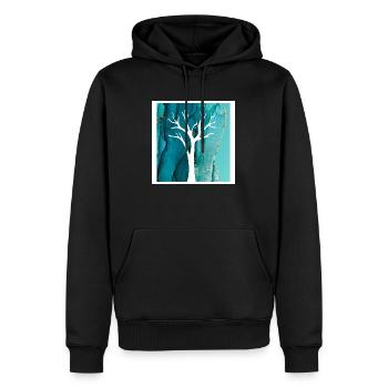 White Tree with Abstract Marble Background - Men’s Premium Organic Hoodie - black - Front - Nico (187cm)