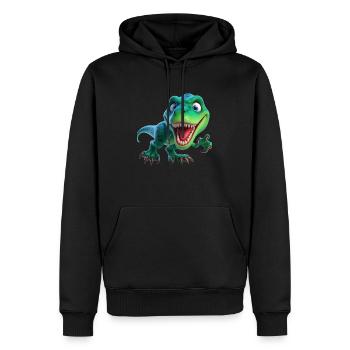 Grinsender T-Rex-Star - Männer Premium Bio Hoodie - Schwarz - Vorne - Nico (187cm)