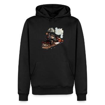 Dampflokomotiven wecken Kindheitserinnerungen - Männer Premium Bio Hoodie - Schwarz - Vorne - Nico (187cm)