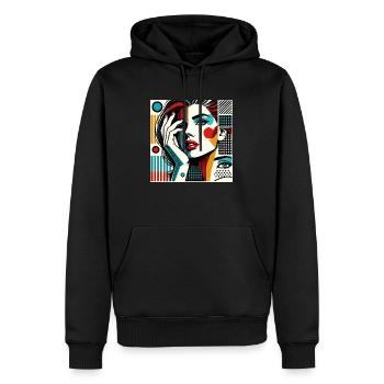 Pop-Art-Porträt einer Frau - Männer Premium Bio Hoodie - Schwarz - Vorne - Nico (187cm)