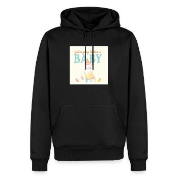 Niedliche Anzeige - Du wirst ein Baby haben - Männer Premium Bio Hoodie - Schwarz - Vorne - Nico (187cm)