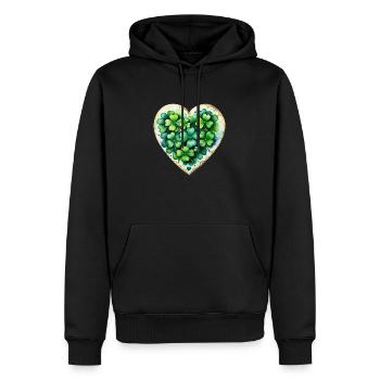 Grüne Kleeblätter Herz - Männer Premium Bio Hoodie - Schwarz - Vorne - Nico (187cm)