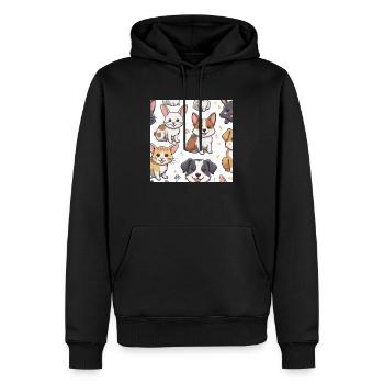 Griffonnages d’animaux mignons - Sweat à capuche Premium bio Homme - noir - Devant - Nico (187cm)