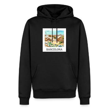 Parc Güell de Barcelone - Sweat à capuche Premium bio Homme - noir - Devant - Nico (187cm)