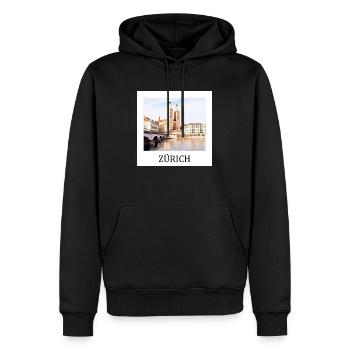 Zurich - Sweat à capuche Premium bio Homme - noir - Devant - Nico (187cm)