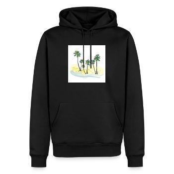 Paradiesischer Strand mit karibischen Palmen - Männer Premium Bio Hoodie - Schwarz - Vorne - Nico (187cm)