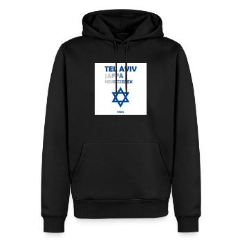 Tel Aviv, Israël - Sweat à capuche Premium bio Homme - noir - Devant - Nico (187cm)