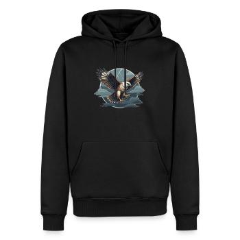 Autour des palombes et nuages d’orage - Sweat à capuche Premium bio Homme - noir - Devant - Nico (187cm)