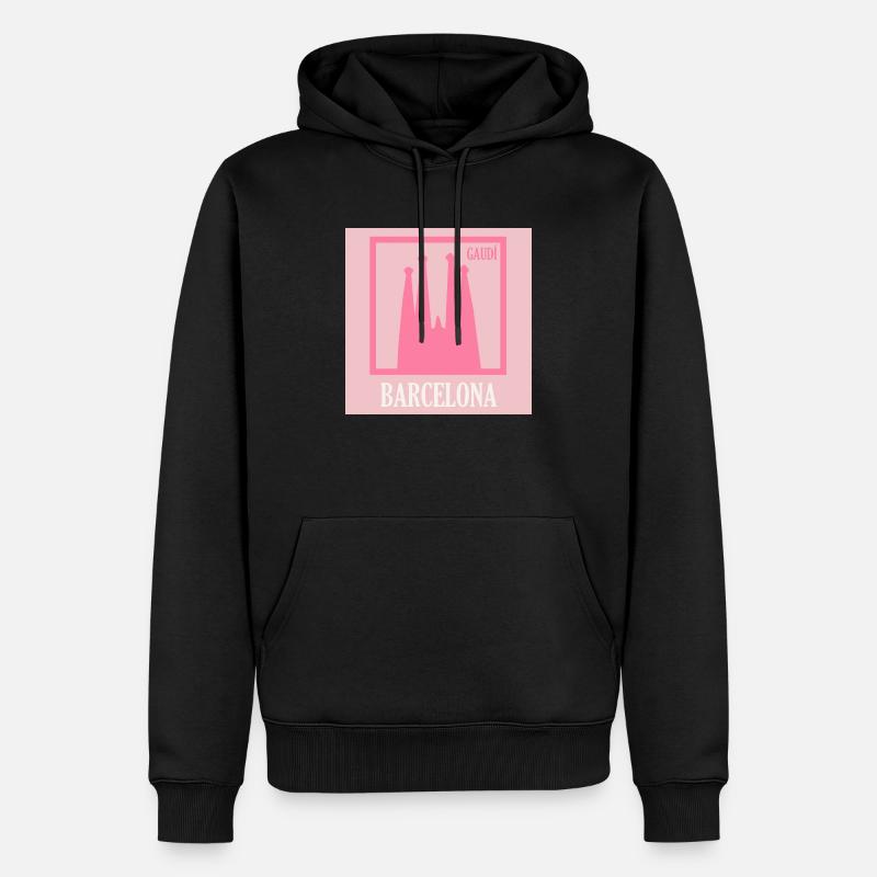 Barcelone rose - Sweat à capuche Premium bio Homme - noir