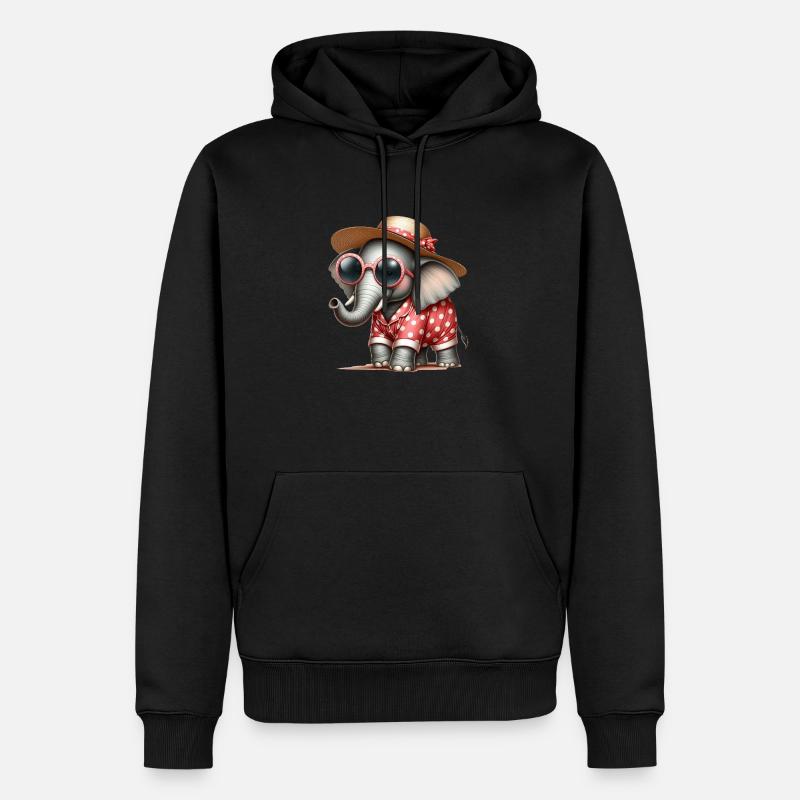Éléphant en pyjama avec lunettes de soleil - Sweat à capuche Premium bio Homme - noir