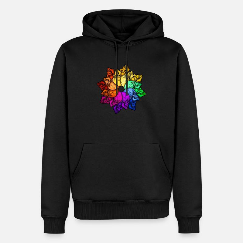Regenbogen Schädel - Männer Premium Bio Hoodie - Schwarz