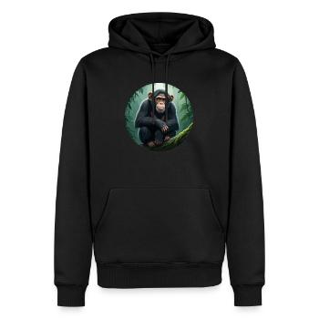Chimpanzé sur une branche d’arbre - Sweat à capuche Premium bio Homme - noir - Devant - Nico (187cm)