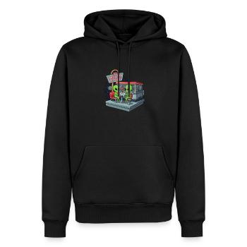 Space Date - Verliebtes Paar - Männer Premium Bio Hoodie - Schwarz - Vorne - Nico (187cm)