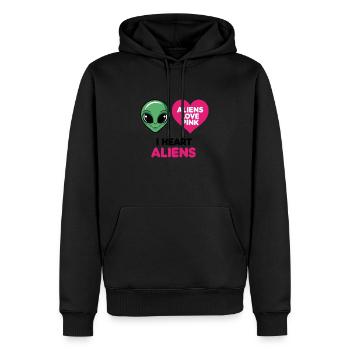 Außerirdische lieben Pink - Männer Premium Bio Hoodie - Schwarz - Vorne - Nico (187cm)