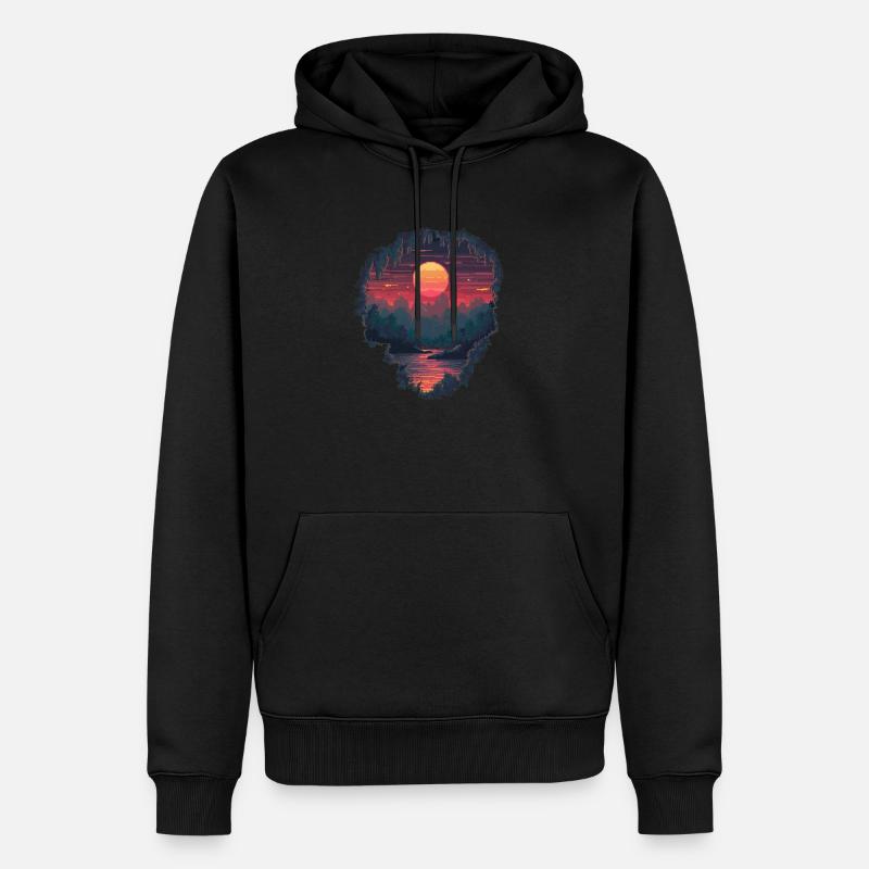 Trou dans un monde pixélisé - Sweat à capuche Premium bio Homme - noir