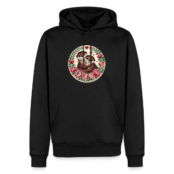 Retro Valentinstag Otter Otter Liebhaber - Männer Premium Bio Hoodie - Schwarz - Vorne - Nico (187cm)
