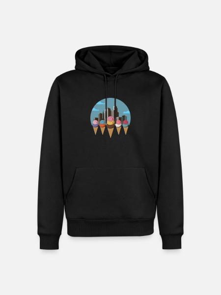 Eiscreme-Stadt - Männer Premium Bio Hoodie - Schwarz
