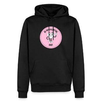 BE MY VALENTINE IDIOT : Salutation amusante pour la Saint-Valentin - Sweat à capuche Premium bio Homme - noir - Devant - Nico (187cm)