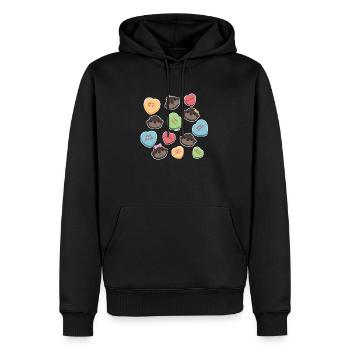 Conférences Tazzz| Bonbons de la Saint-Valentin - Sweat à capuche Premium bio Homme - noir - Devant - Nico (187cm)