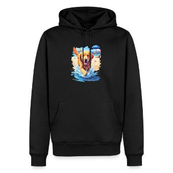Chien sur la plage - Sweat à capuche Premium bio Homme - noir - Devant - Nico (187cm)