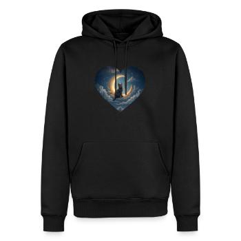 Die Katze im Mond - Männer Premium Bio Hoodie - Schwarz - Vorne - Nico (187cm)