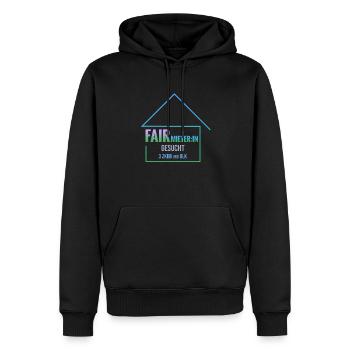 FairmieterIn gesucht - Männer Premium Bio Hoodie - Schwarz - Vorne - Nico (187cm)
