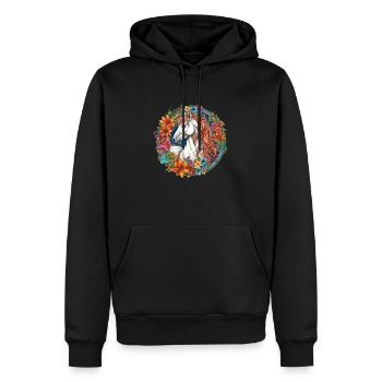 Floral Horse - Männer Premium Bio Hoodie - Schwarz - Vorne - Nico (187cm)