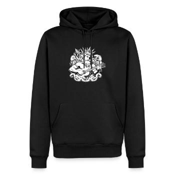 Neptun mit Gitarre - Männer Premium Bio Hoodie - Schwarz - Vorne - Nico (187cm)