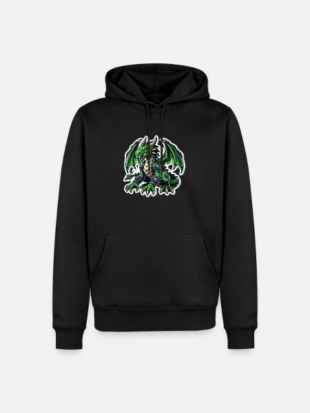 Cybernetic Green Dragon - Men’s Premium Organic Hoodie - black