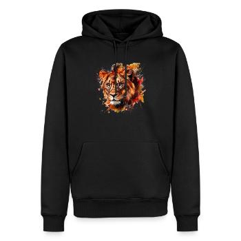 Le lion, symbole de puissance et de force - Sweat à capuche Premium bio Homme - noir - Devant - Nico (187cm)