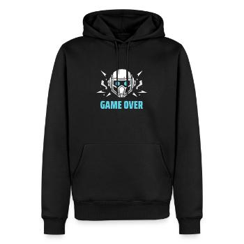 Futuristisches Headset - "Game Over" - Männer Premium Bio Hoodie - Schwarz - Vorne - Nico (187cm)