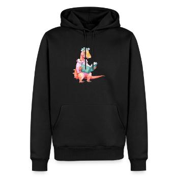 Lire Dinosaure - Livres T-Rex - Sweat à capuche Premium bio Homme - noir - Devant - Nico (187cm)