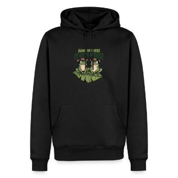 Hang In There It Gets Worse Cartoon Frosch Design - Männer Premium Bio Hoodie - Schwarz - Vorne - Nico (187cm)