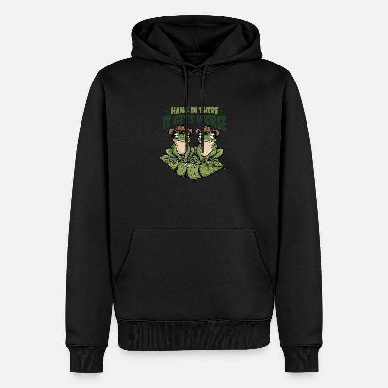 Accrochez-vous, ça s’aggrave Cartoon Frog Design - Sweat à capuche Premium bio Homme - noir